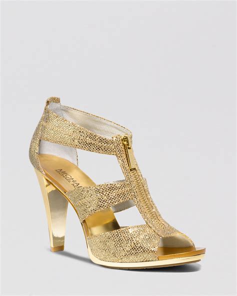 michael kors gold flat sandals|Michael Kors high heel sandals.